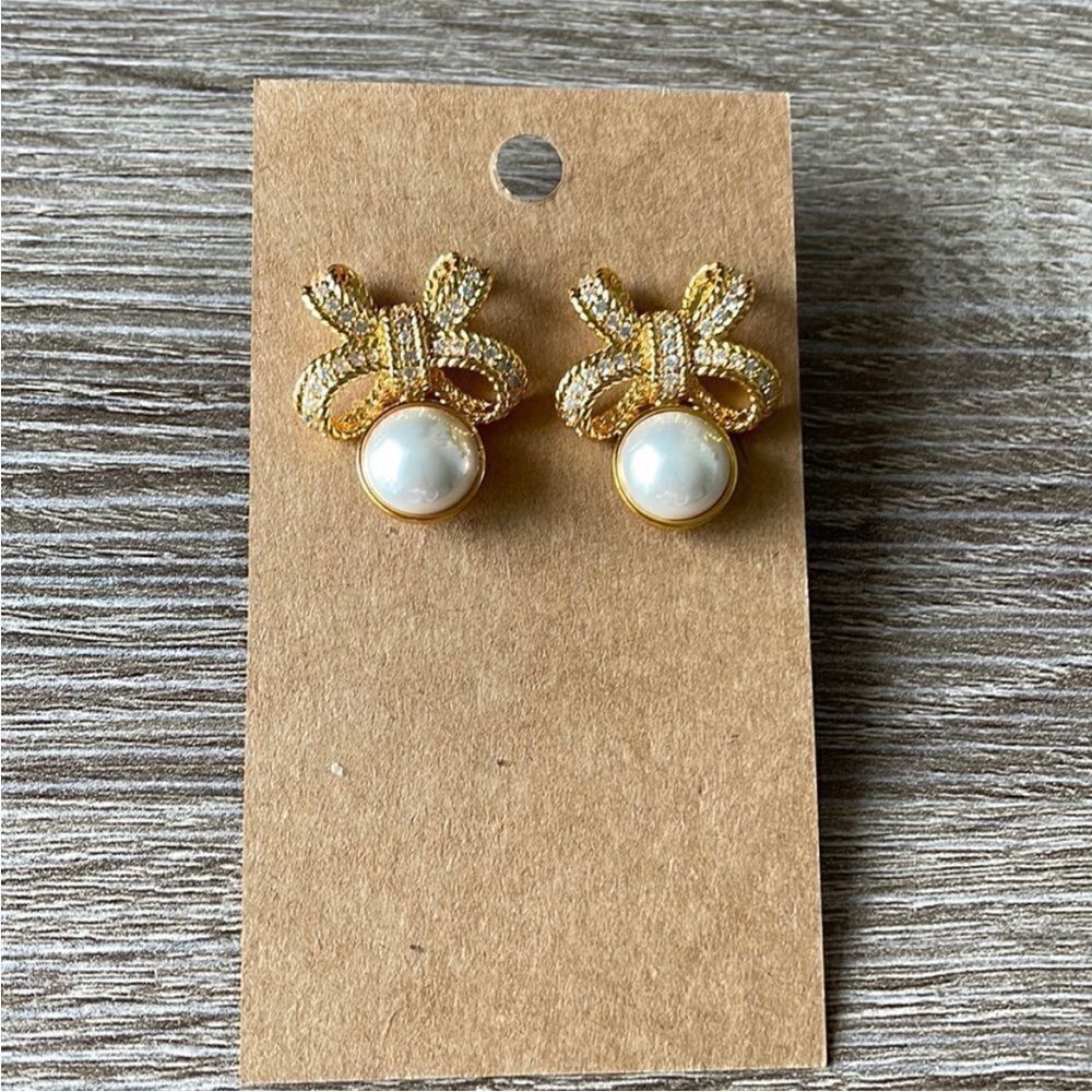 Vintage style bow earrings M249 - Picture 4 of 5